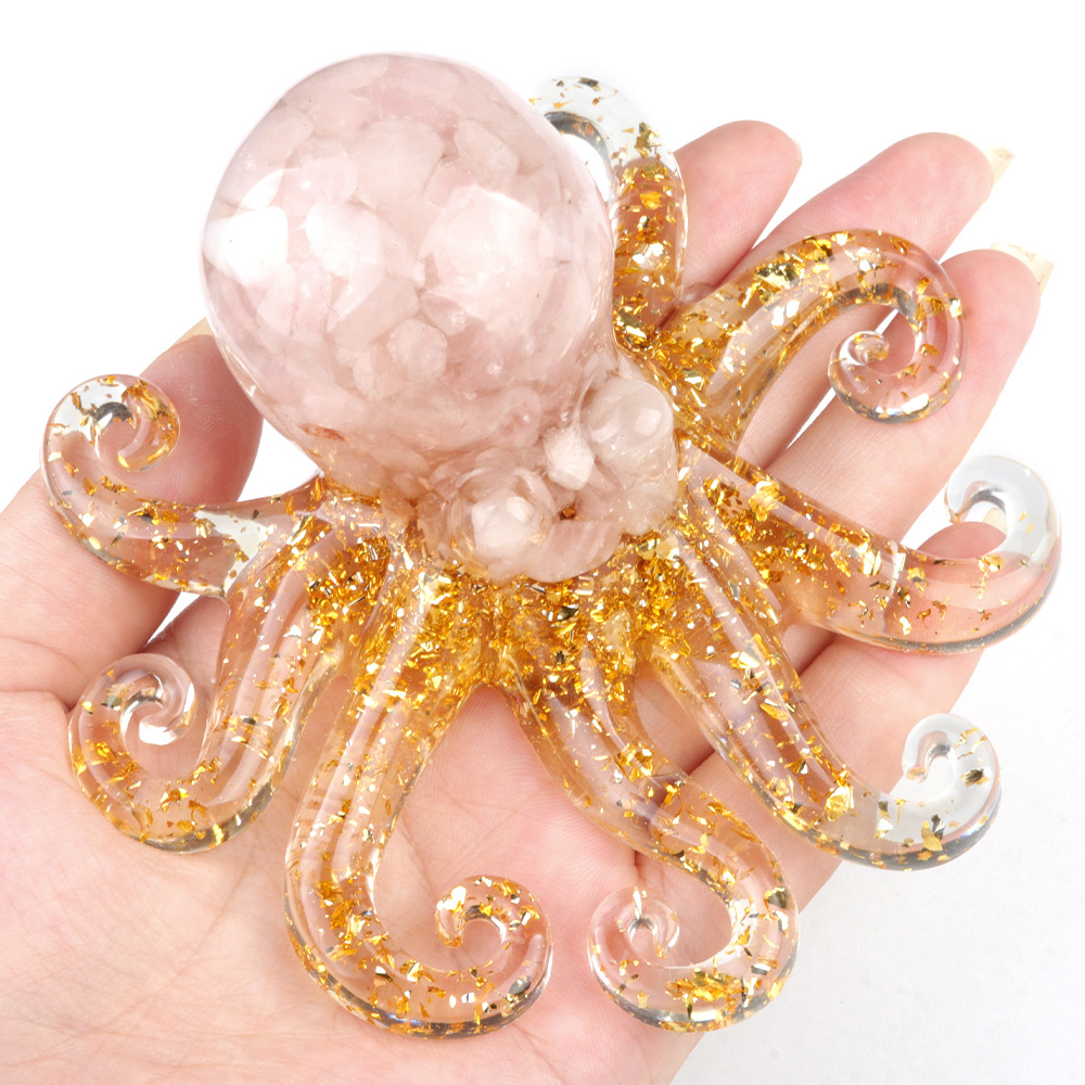 Crystal Gravel Resin Octopus Carving,130g