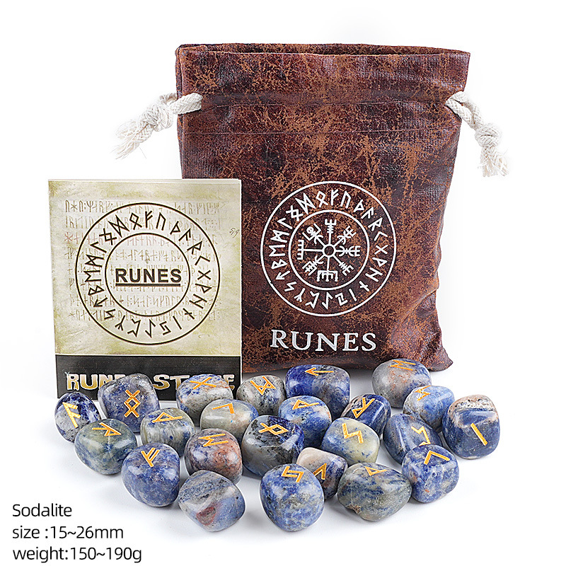 Natural Crystal Rune Charm Set Engraved，180g