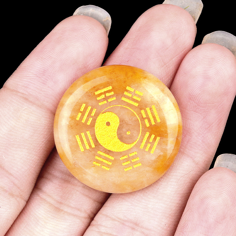 Bagua round natural crystal carvings 25mm