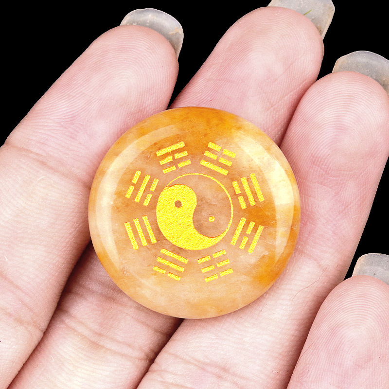 Bagua round natural crystal carvings 25mm