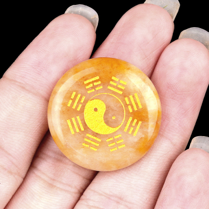 Bagua round natural crystal carvings 25mm