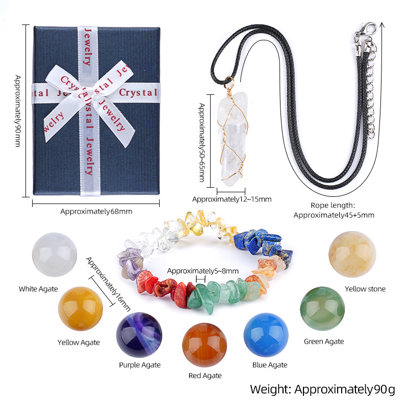 Seven-Color Crystal Semi-Precious Agate Set