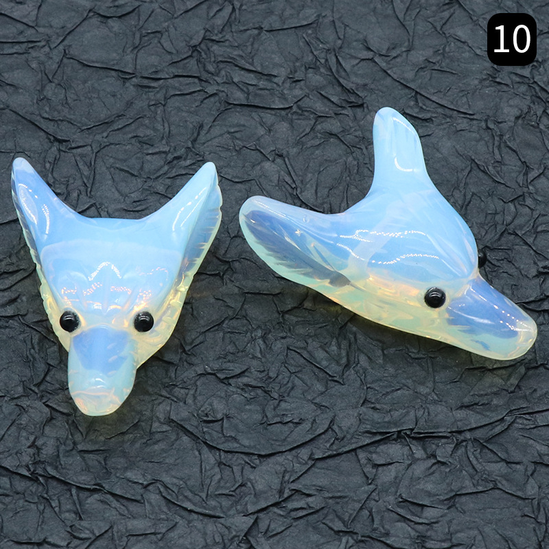 Crystal Carved Wolf Head Pendant
