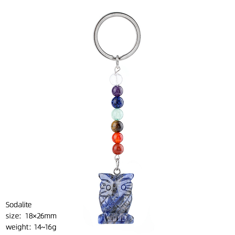 1in Natural Crystal Owl Keychain，15g