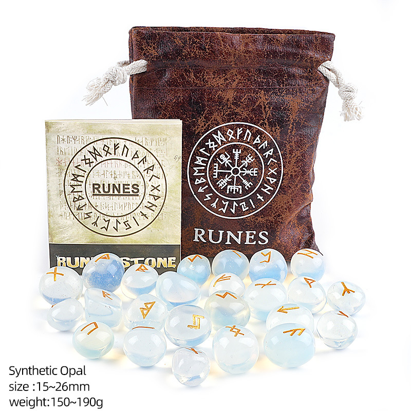Natural Crystal Rune Charm Set Engraved，180g