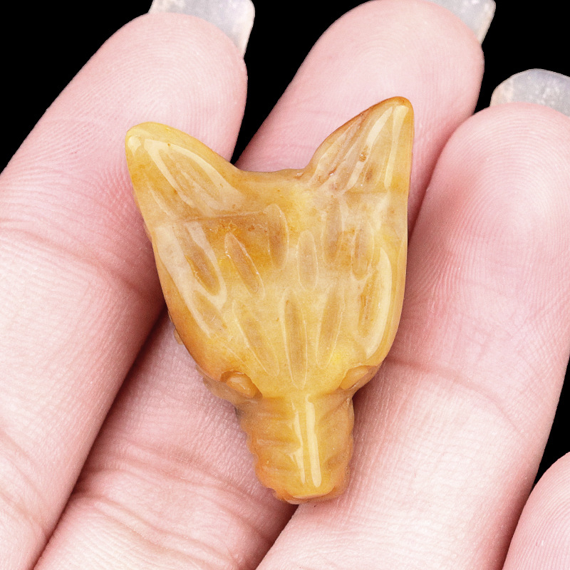 Crystal Carved Wolf Head Carvings