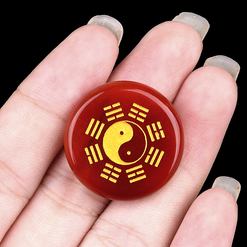 Bagua round natural crystal carvings 25mm