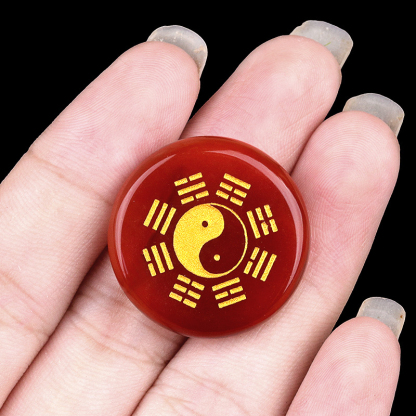 Bagua round natural crystal carvings 25mm