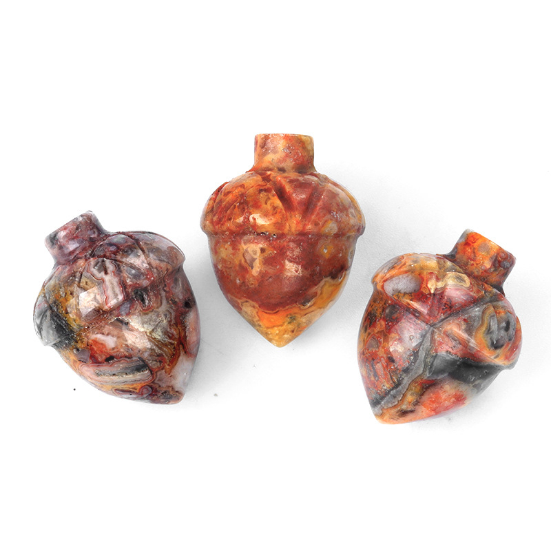 Crystal Hazelnut, Acorn, Stone, Pinecone Mini Fruit Carvings,20X26mm