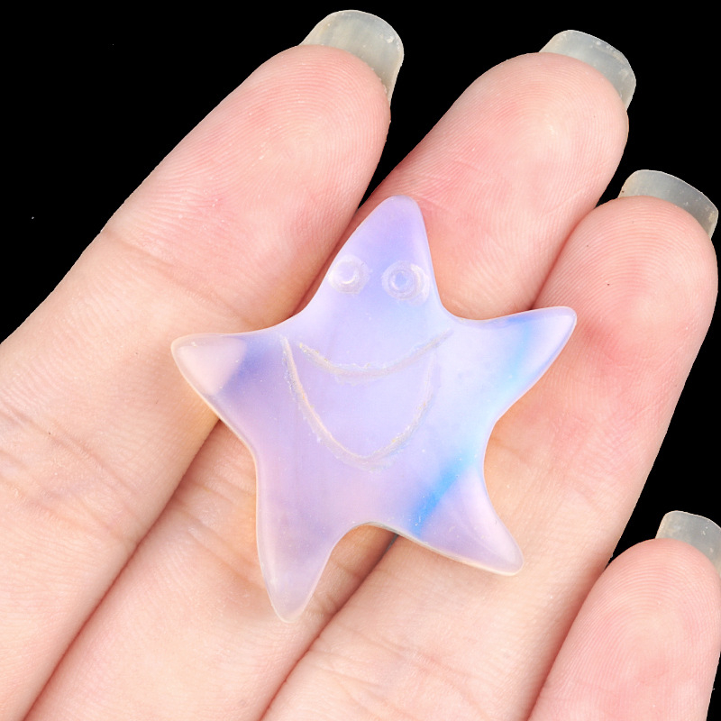 Crystal smiley face star, no hole, 30mm