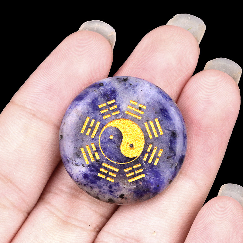 Bagua round natural crystal carvings 25mm