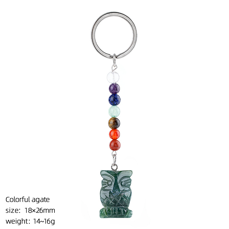 1in Natural Crystal Owl Keychain，15g