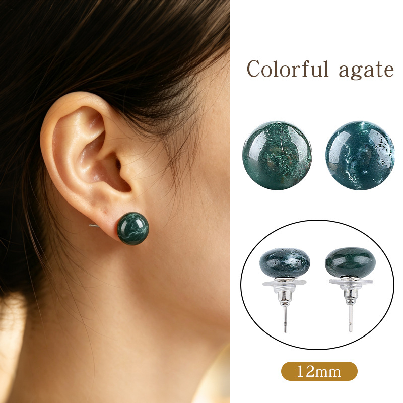 12mm Natural Crystal Flat Bead Earrings，4g