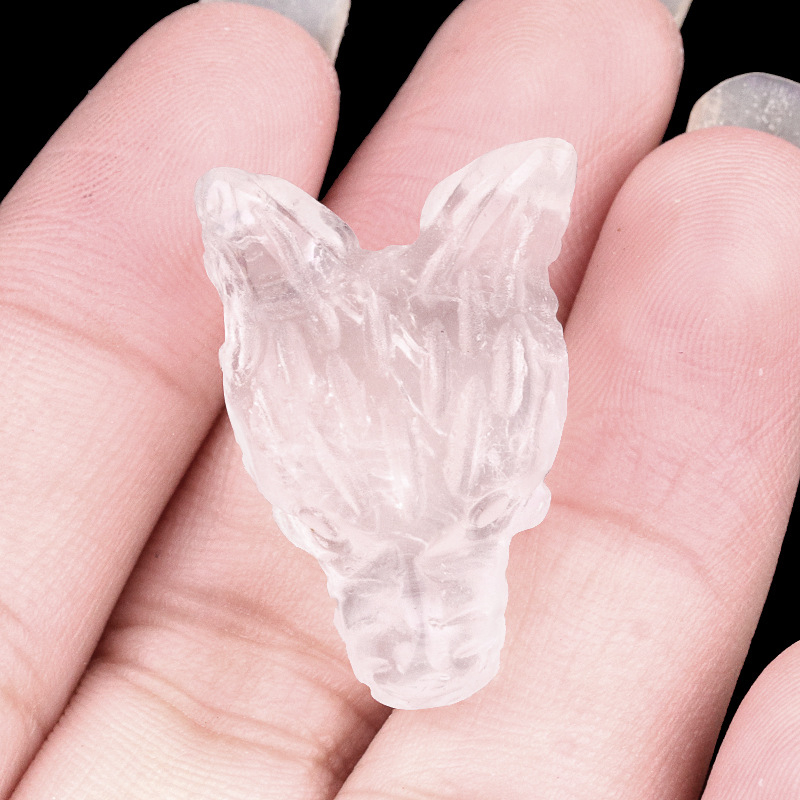 Crystal Carved Wolf Head Carvings