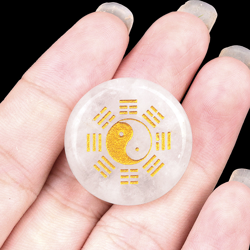 Bagua round natural crystal carvings 25mm