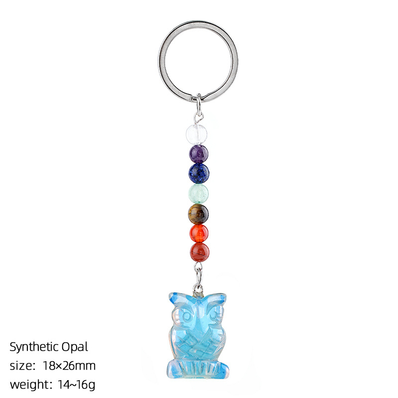 1in Natural Crystal Owl Keychain，15g