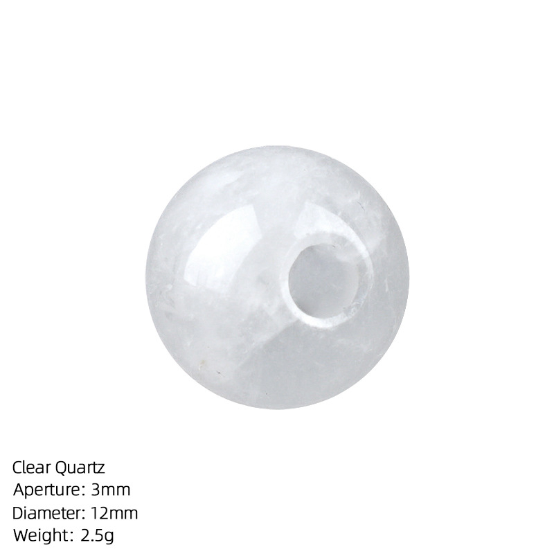 12mm Natural Crystal Large Hole Beads，3g