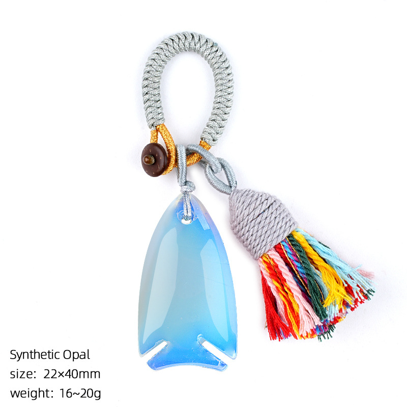 Bohemian-style crystal fish keychain