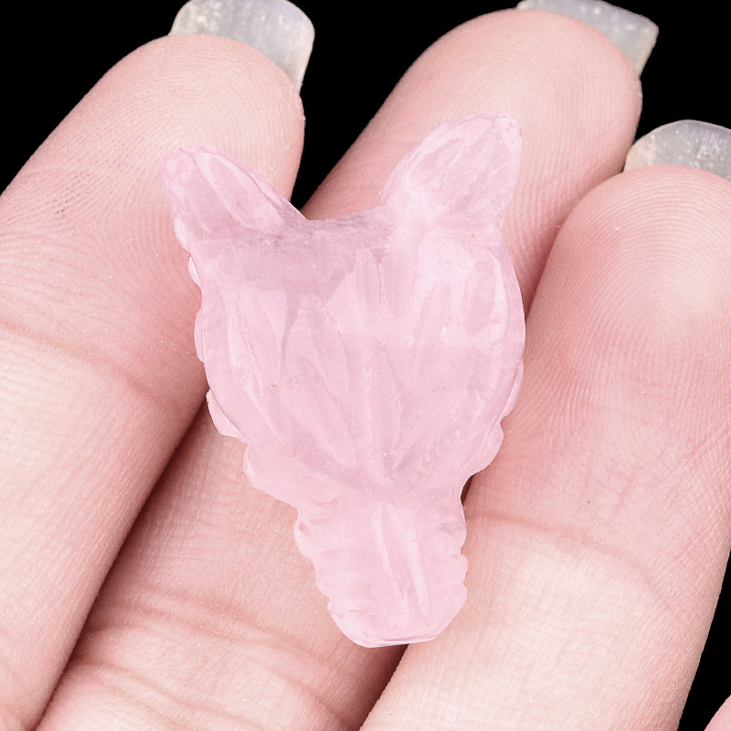 Crystal Carved Wolf Head Carvings