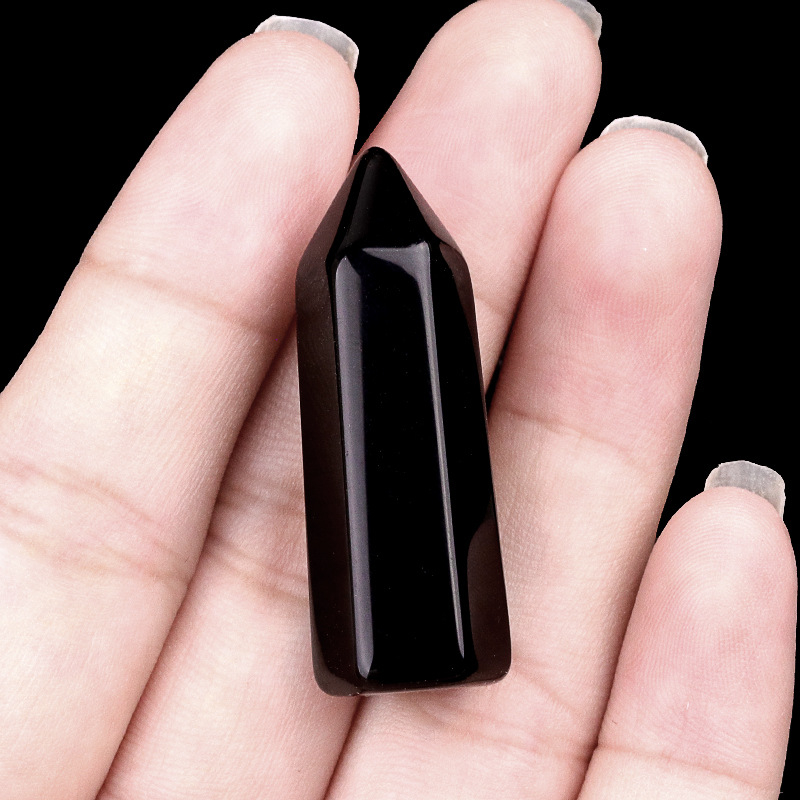 Crystal hexagonal single-point pillar stone,12.5×38mm
