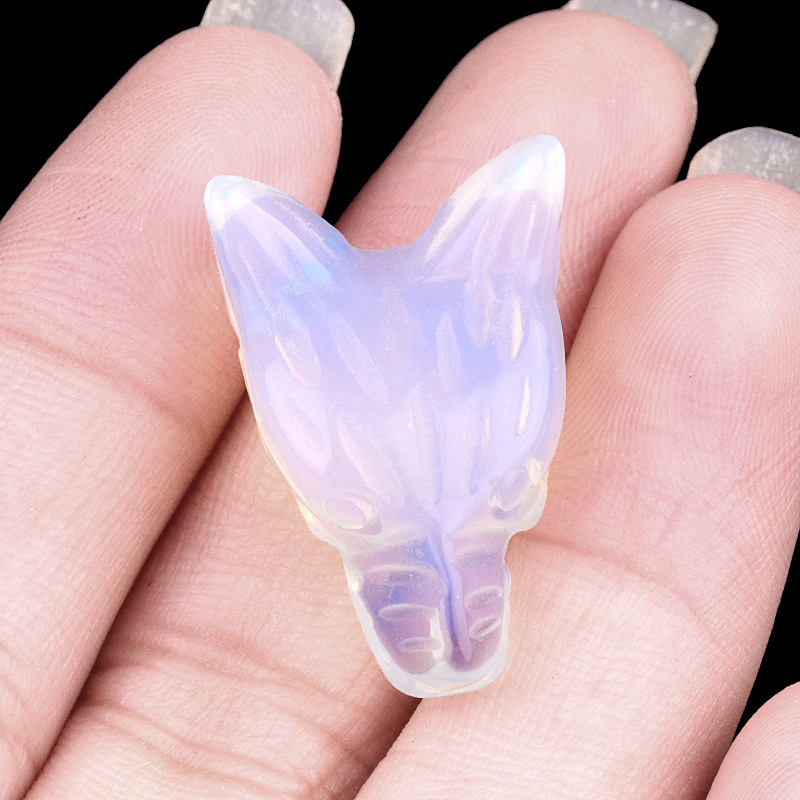 Crystal Carved Wolf Head Carvings