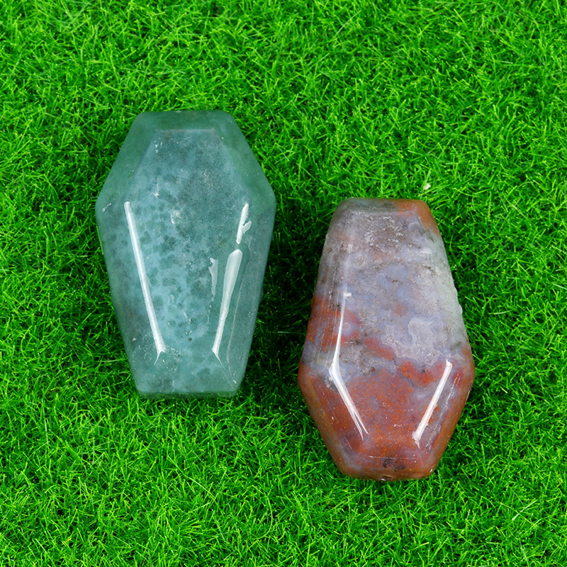 Crystal Agate Mini Coffin Carvings