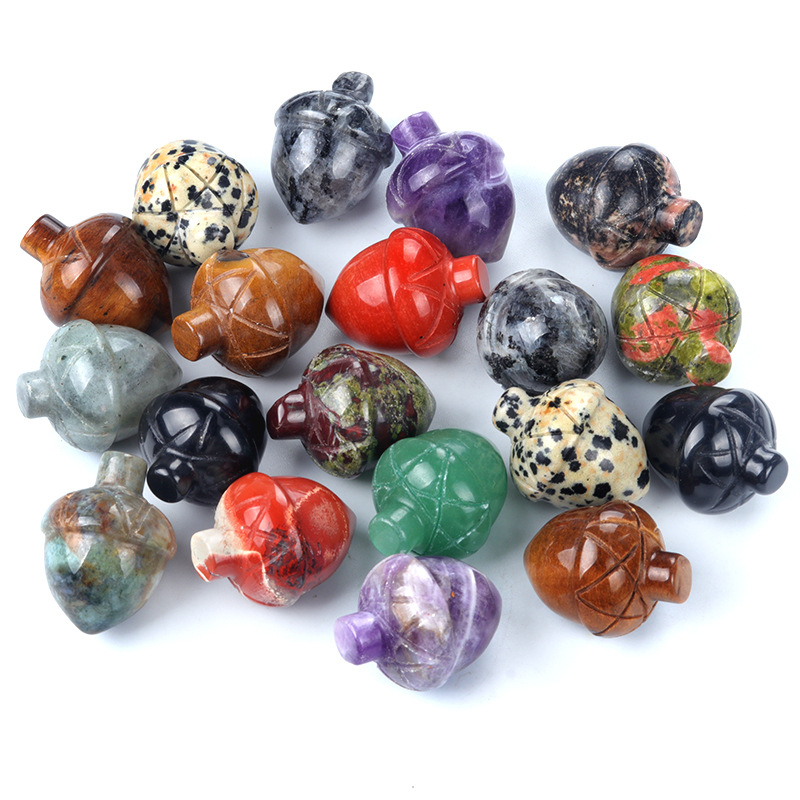 Crystal Hazelnut, Acorn, Stone, Pinecone Mini Fruit Carvings,20X26mm