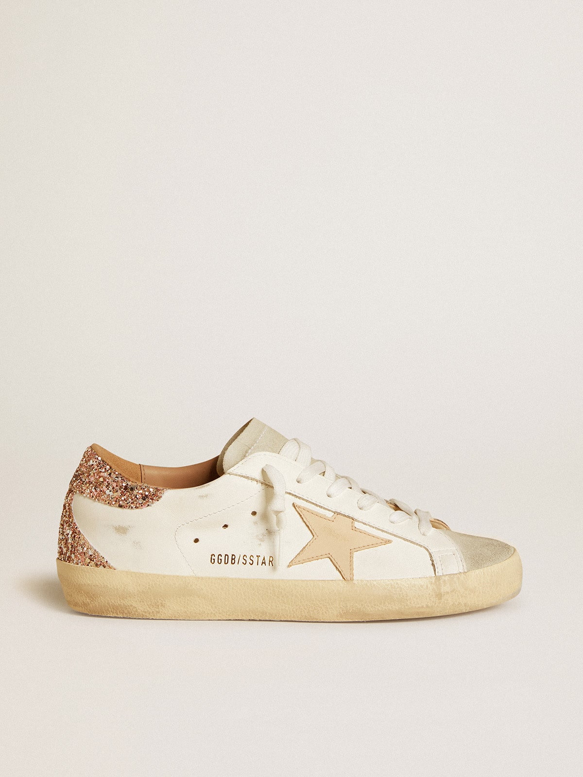Women's Sup-S with nude leather star and gold glitter heel tab