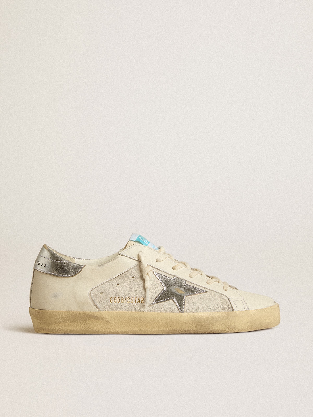 Sup-S in white leather and suede with silver and gold leather star