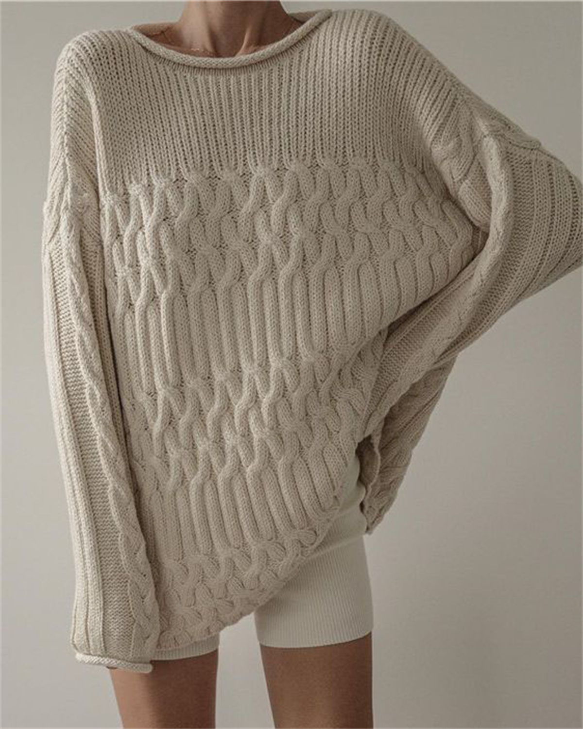Fashion Solid Color Casual Sweater