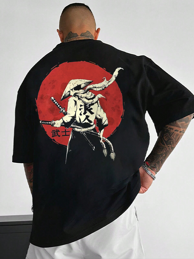 Japanese Samurai Ronin Printed Short Sleeve T-shirts|Craftycottontee|japanese streetwear