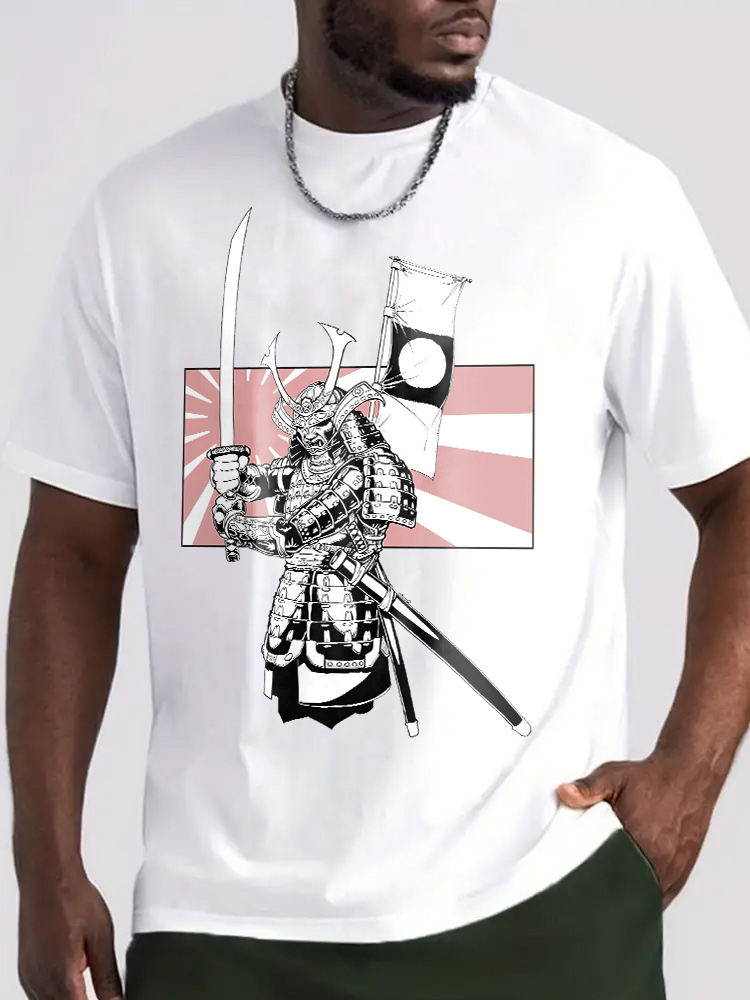 Samurai Warrior Printed Short Sleeve T-shirts|Craftycottontee|japanese streetwear