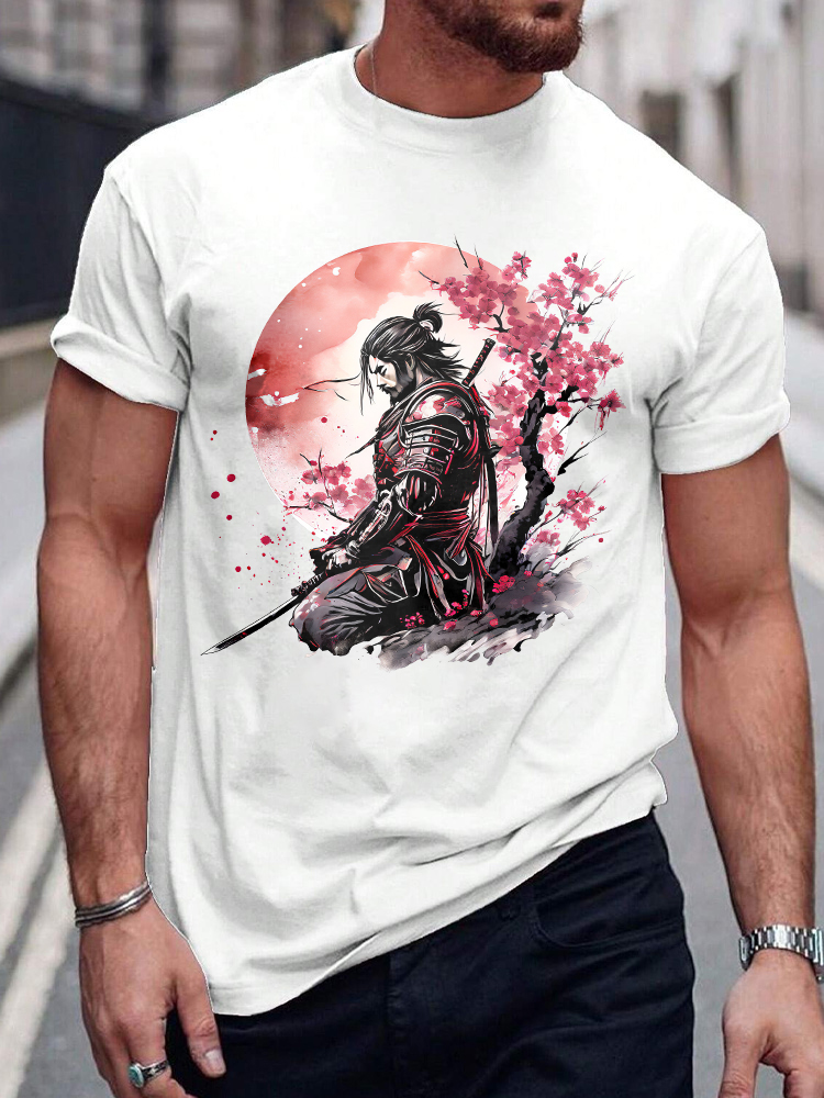 Japanese Samurai Culture Printed Short Sleeve T-shirts|Craftycottontee|japanese streetwear