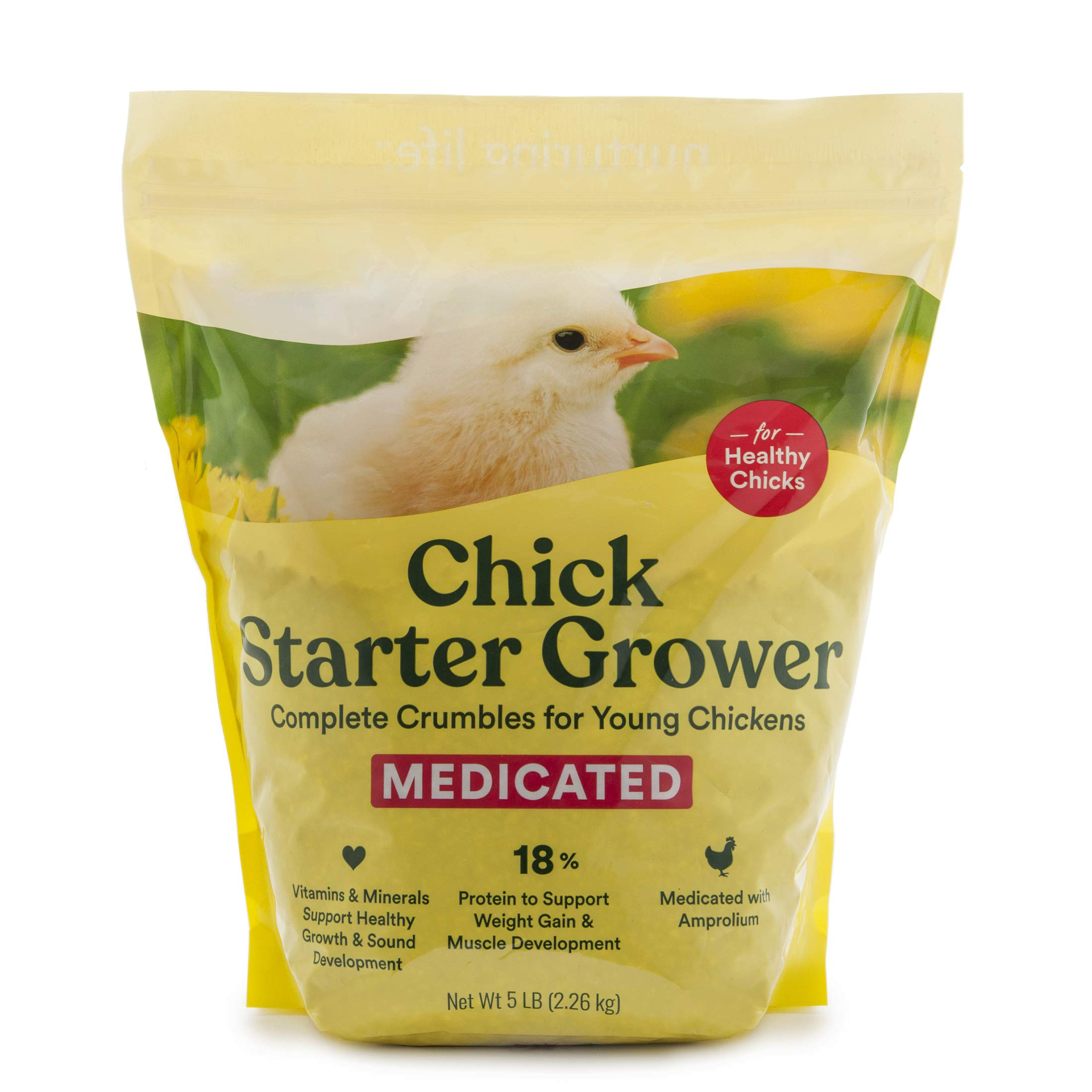 Medicated Chick Feed Crumble for Young Chickens - Formulated with Amprolium - 5 lbs