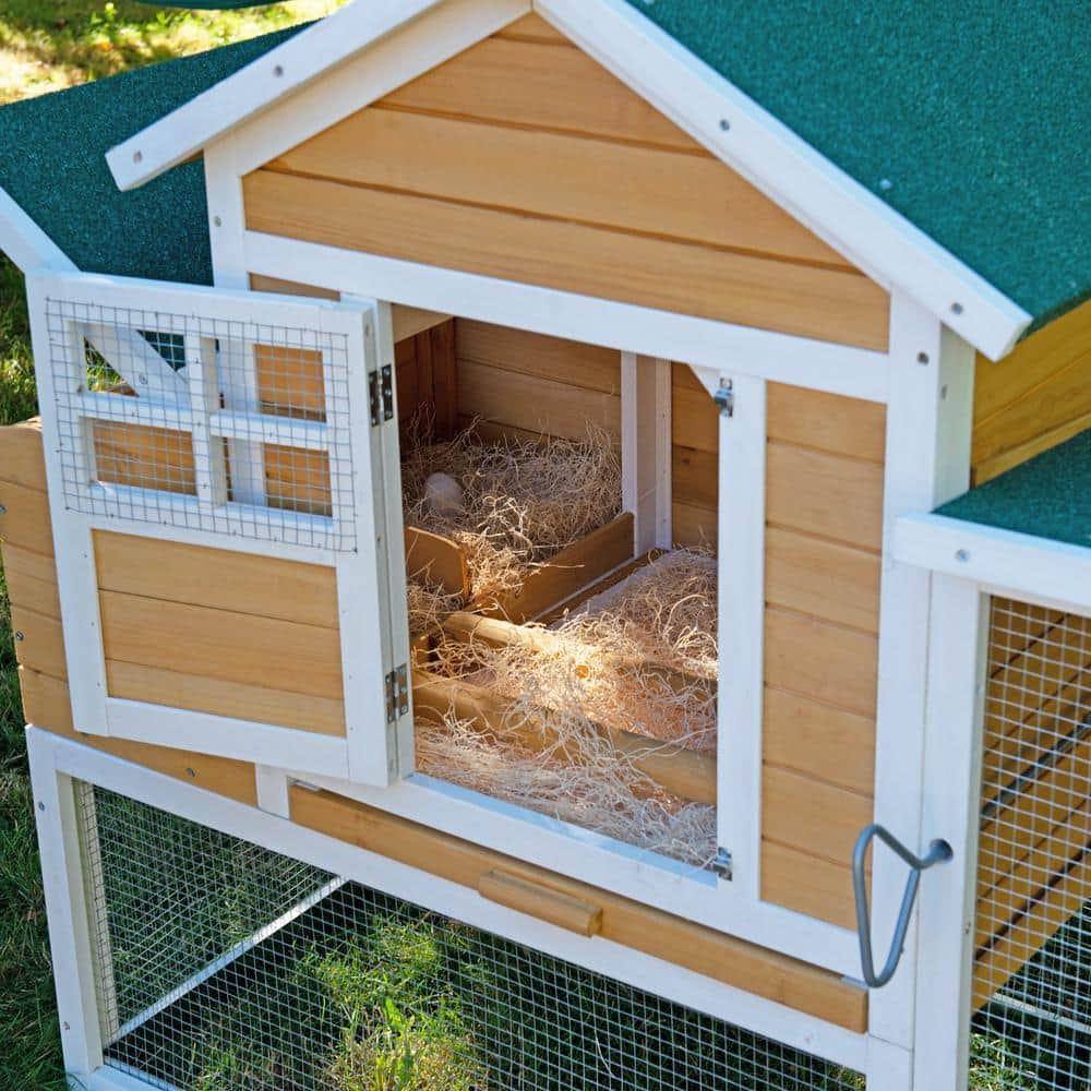 Animal House Large 74 in. Modular Chicken Coop Poultry and Hen House with Solid Top Shaded RunYard 