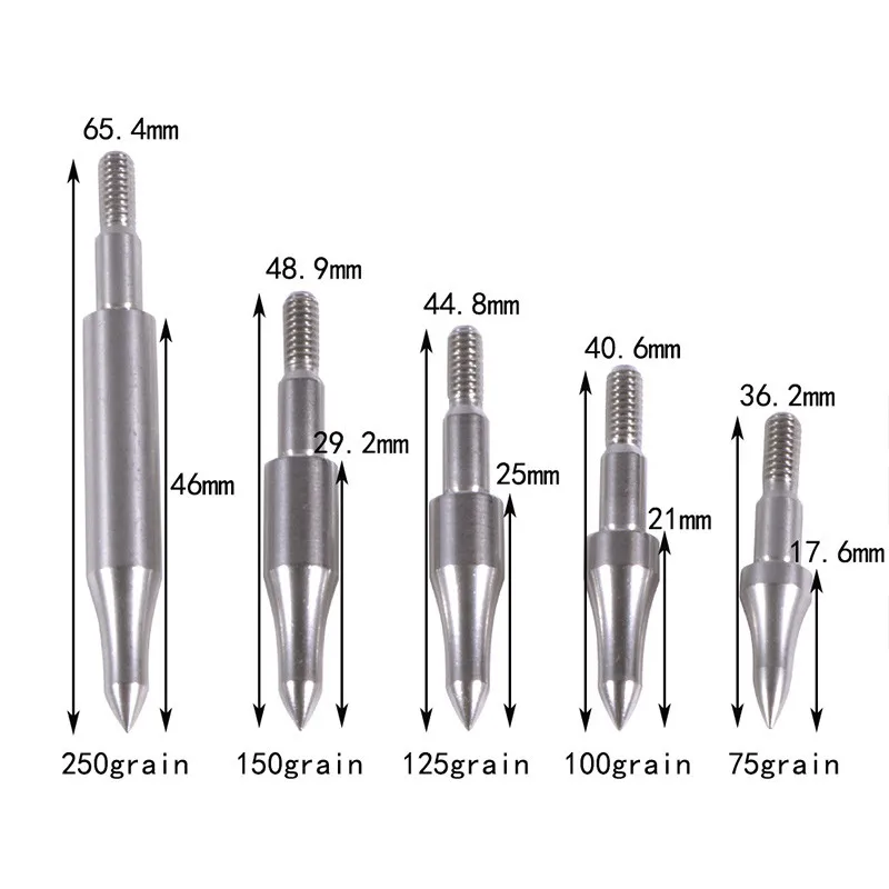 24pcs 75/100/125/150/200/250/300grain Shooting Arrowhead Steel Target Arrow Point Tips For Hunting Archery Sports Broadheads