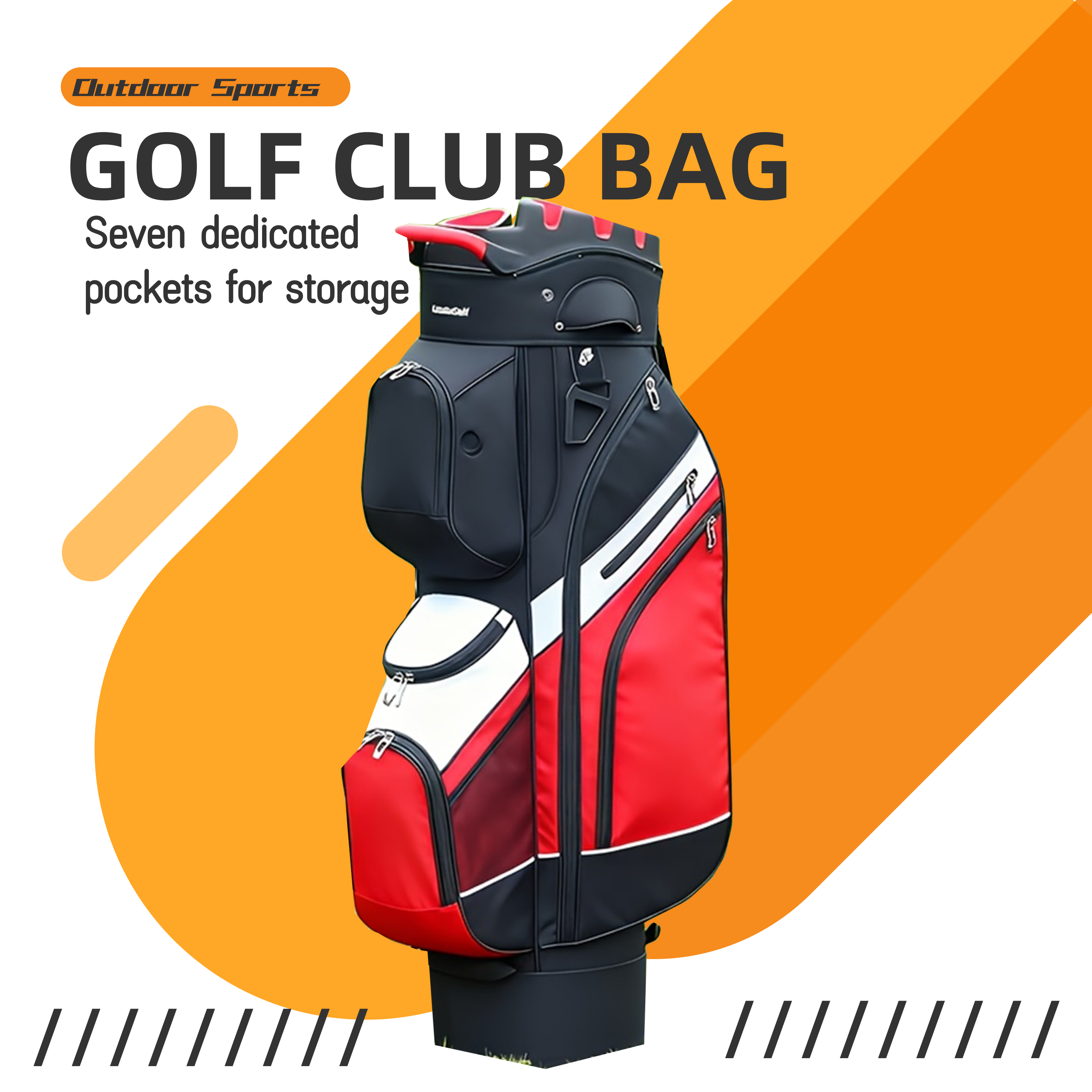 Golf Club Bag Golf Polyester Course Use Case 14-Way Dividers 7 Pocket 