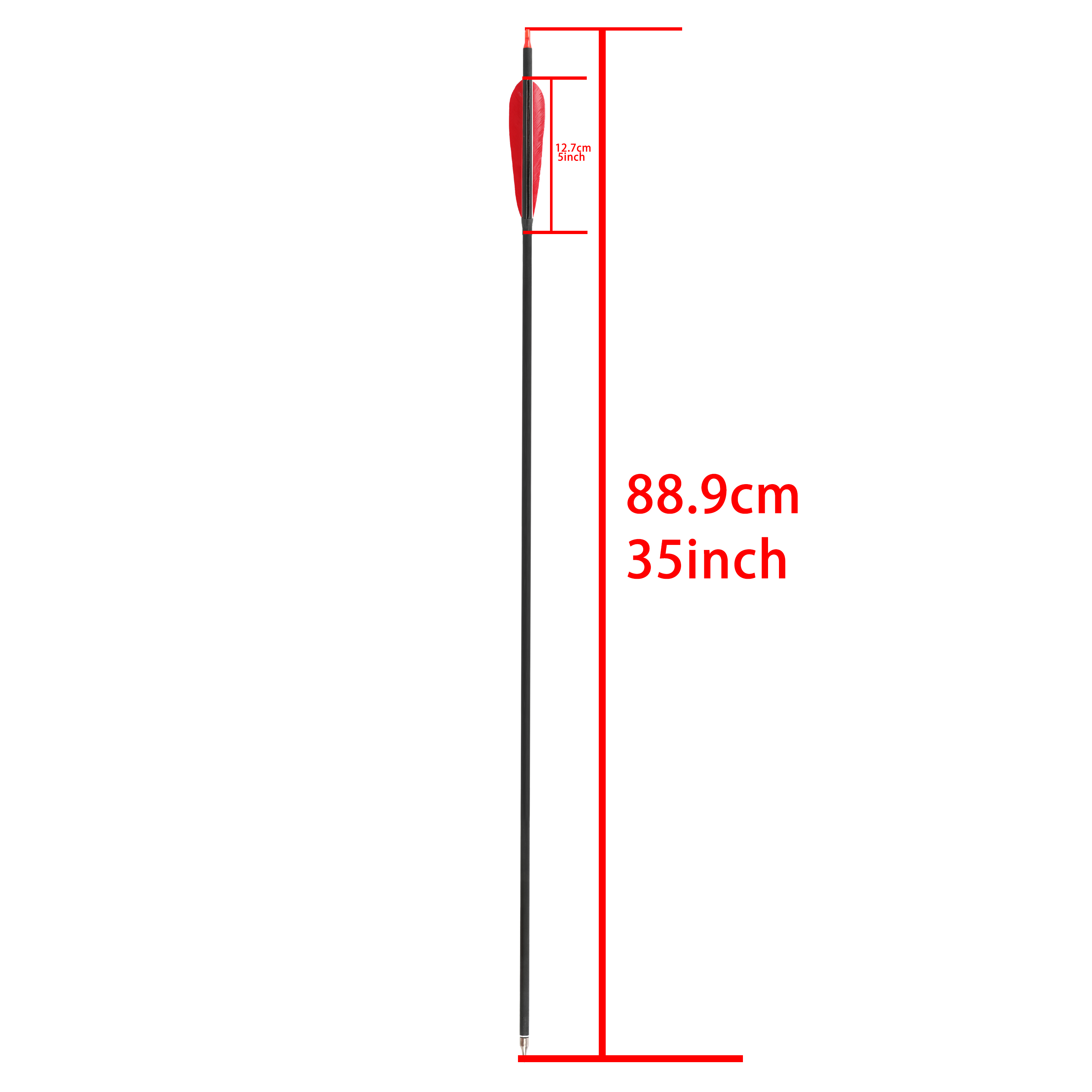 12 pcs 5" Real Feather Carbon Arrows 2 Red 1 Black 85cm Shaft Spine 500