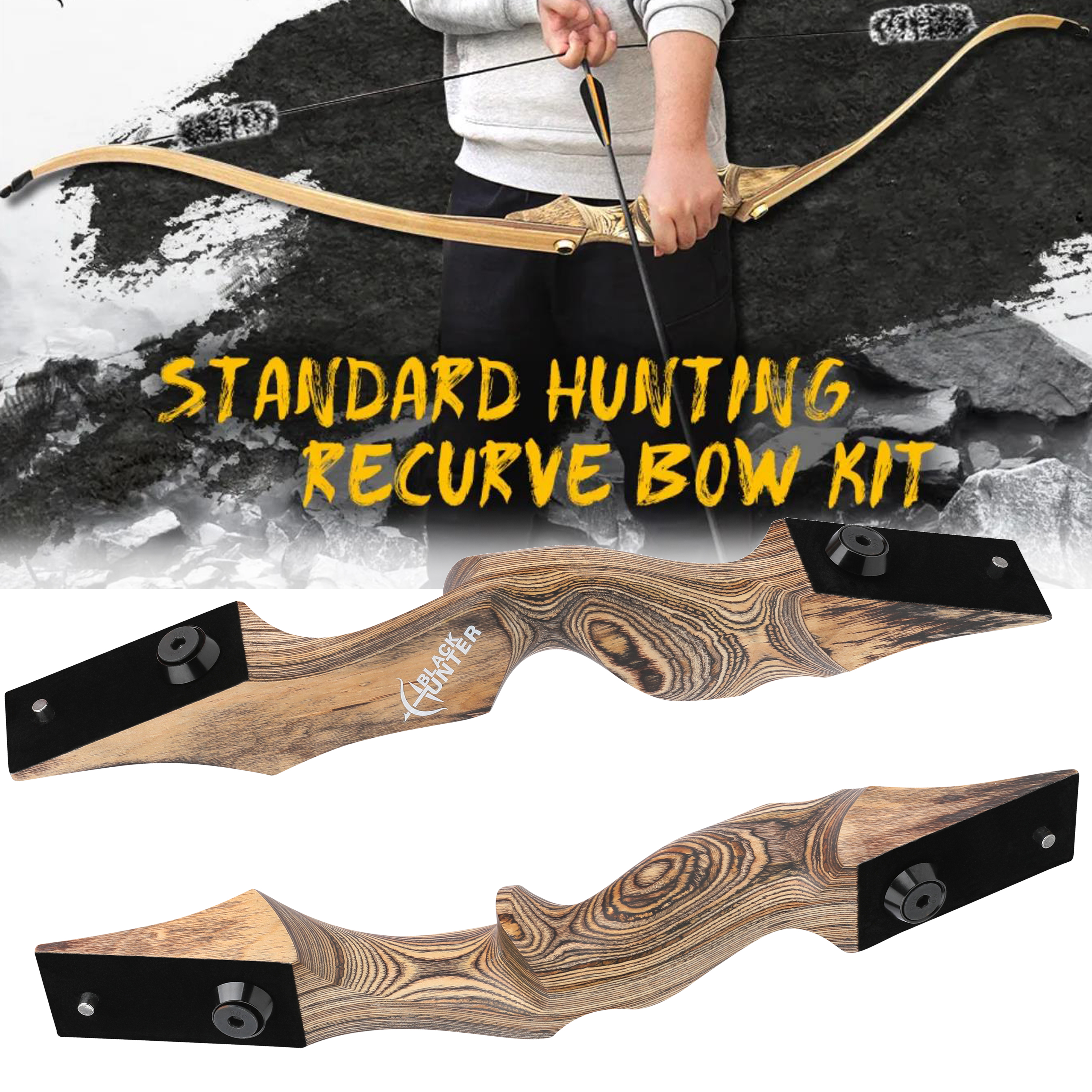 Black Hunter 20-60lb Recurve Bow Set 60inch