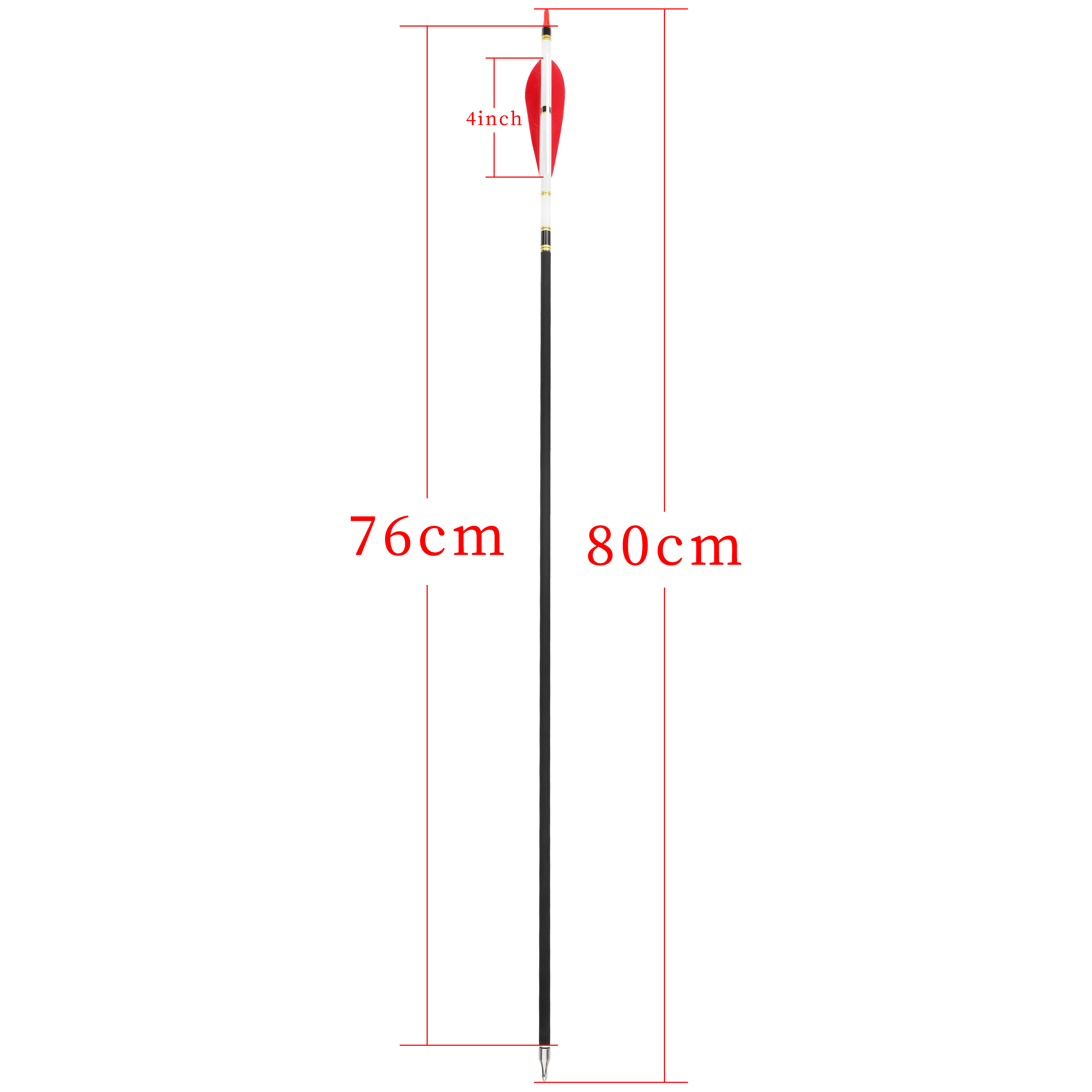 500 Spine Mixed Carbon Arrows 2 Red 1 White Real Feather 4/5"