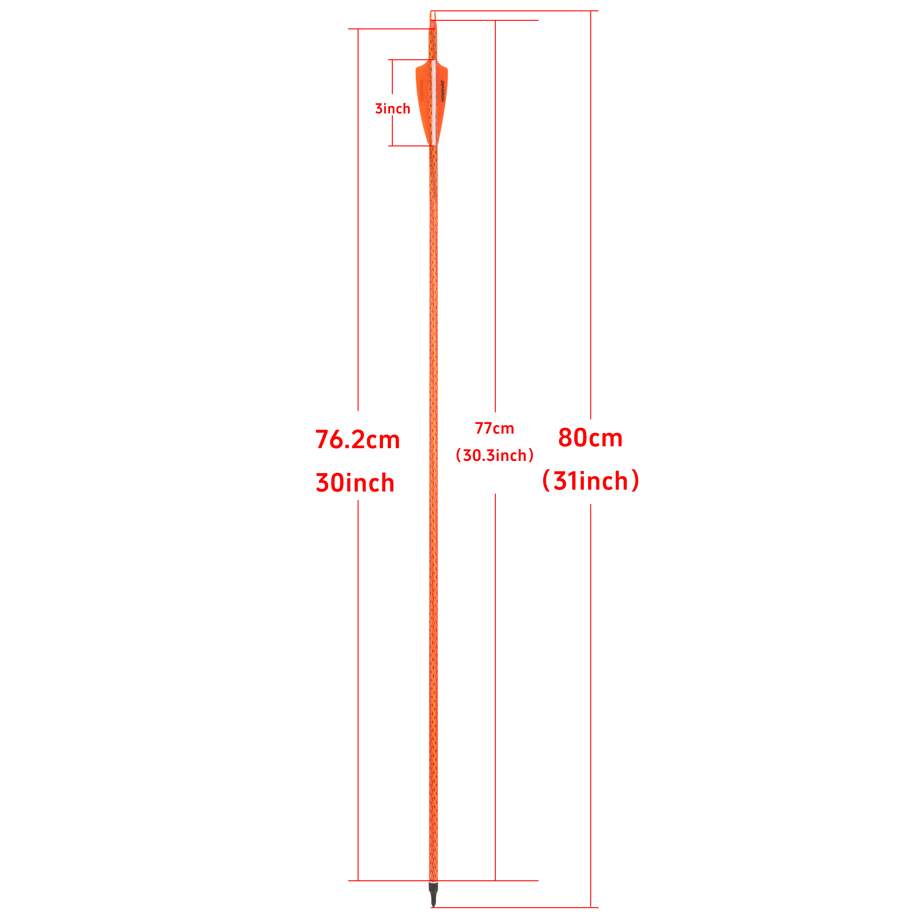 12 pcs Patterned Rubber Fletched Carbon Arrow 500 spine