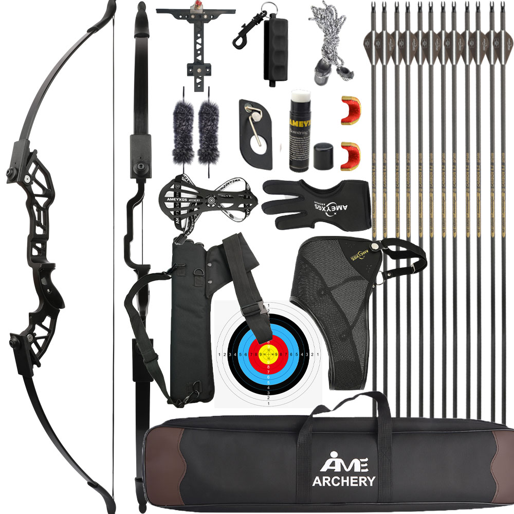 Adjustable Draw Weight Recurve Bow 30-53lbs Full Archery Set – Black