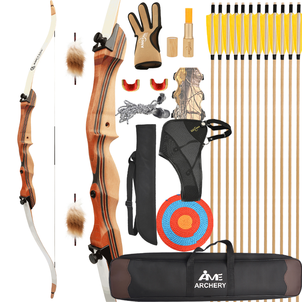 Kids Recurve Bow 20lbs Wooden Riser with Limbs for Beginners