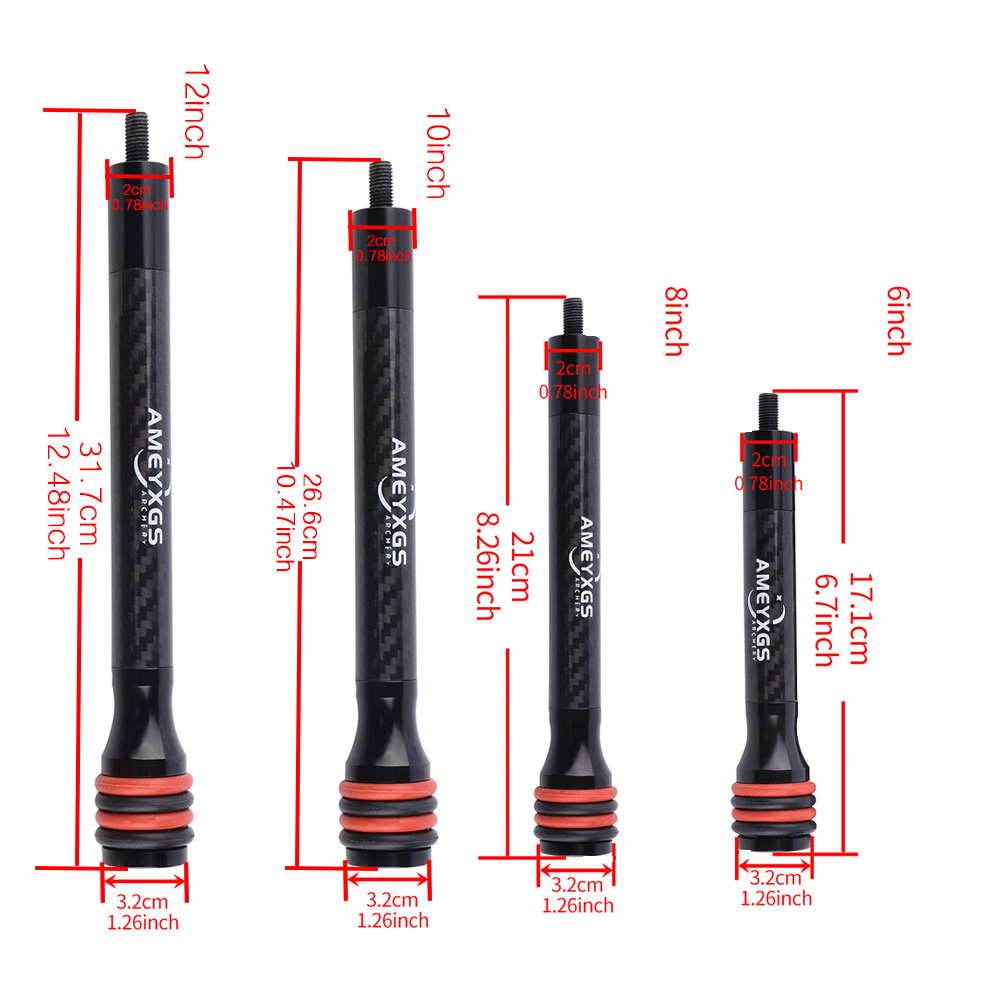 Carbon Fiber Compound Bow Stabilizer Rod 6"/8"/10"/12" Black