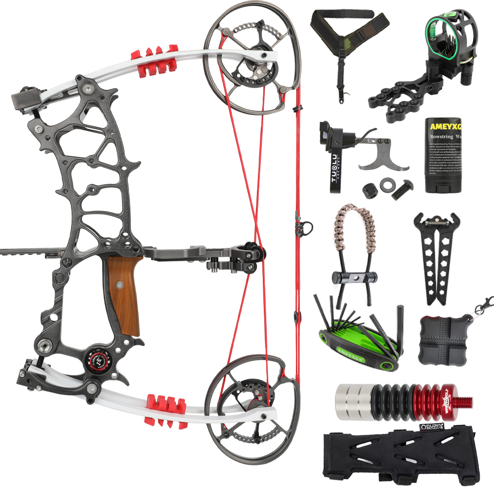 Gray CNC Mini Compound Bow 30-75lbs Steel Ball 330FPS