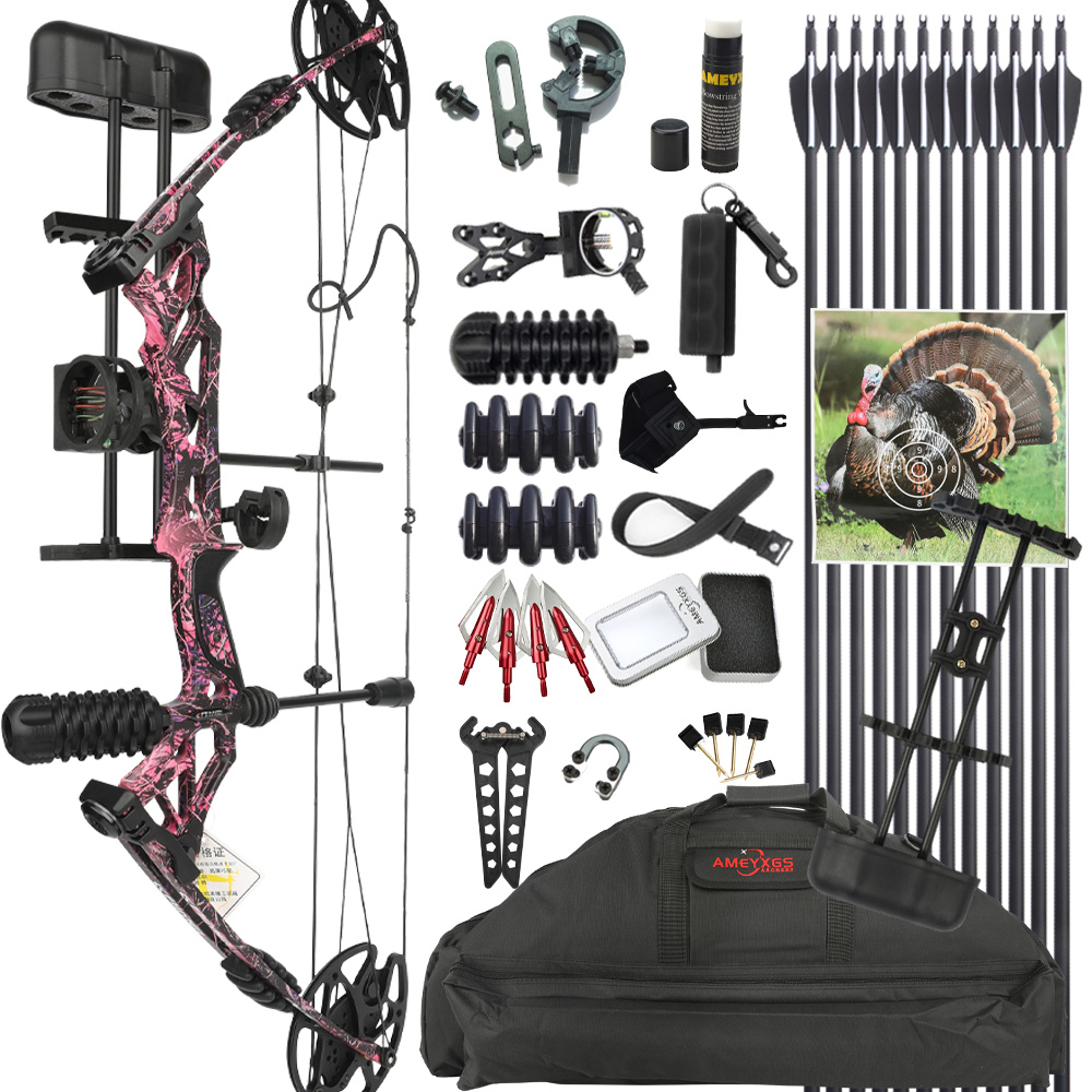 Kaimei Han Compound Bow 30-60lb Red Camo Set