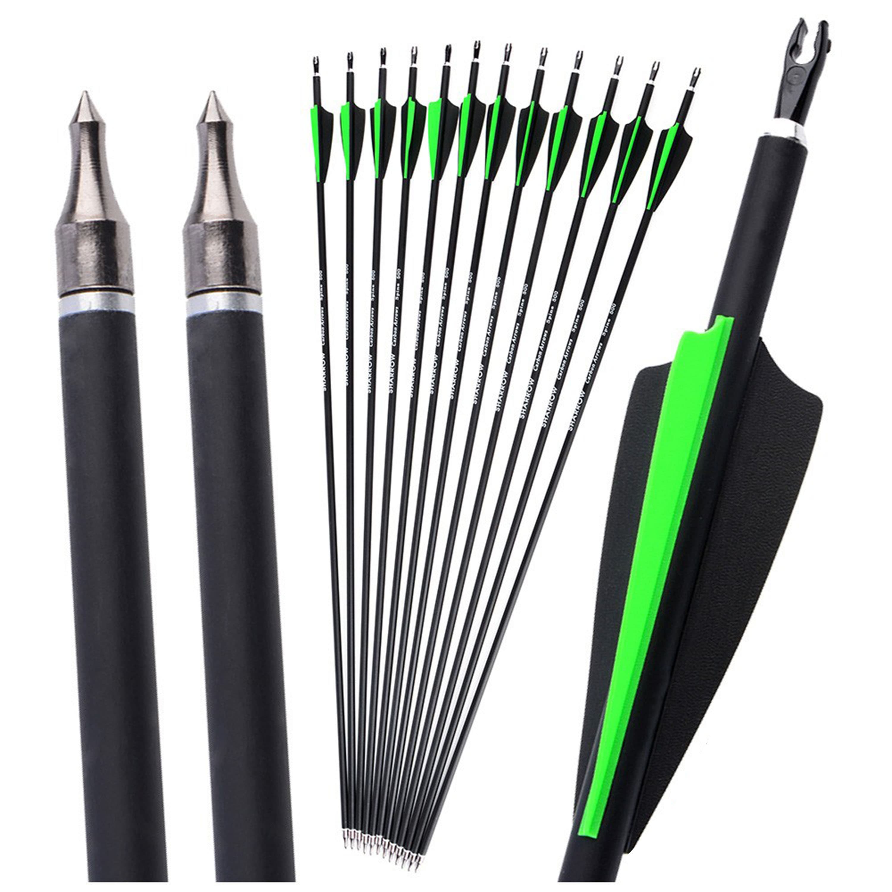 SHARROW Archery Carbon Arrows SP500 Hunting Arrows 30" Target 12X