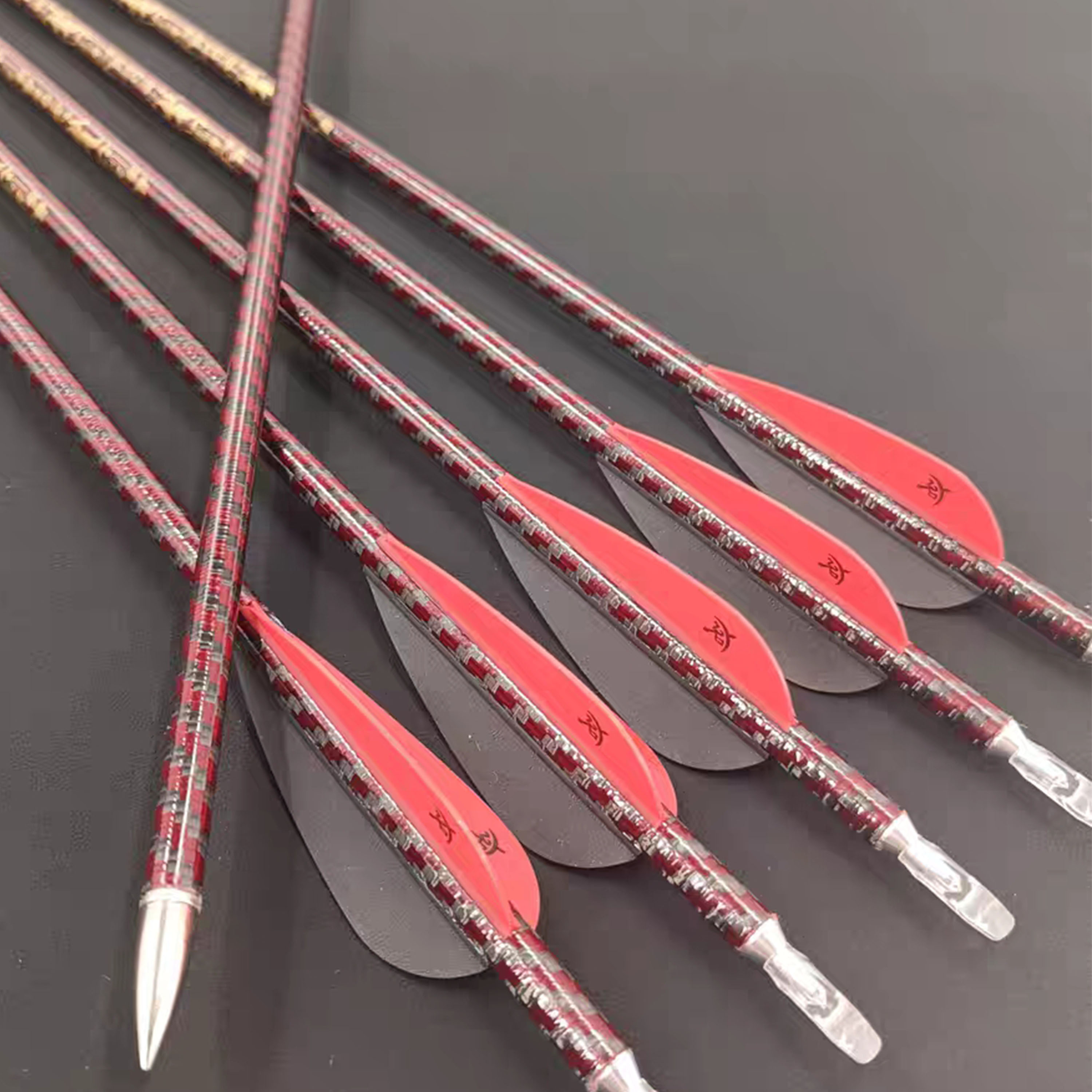 Zhan Ge Carbon Arrow Feather Vanes ID6.2mm Hunting Spine300-800