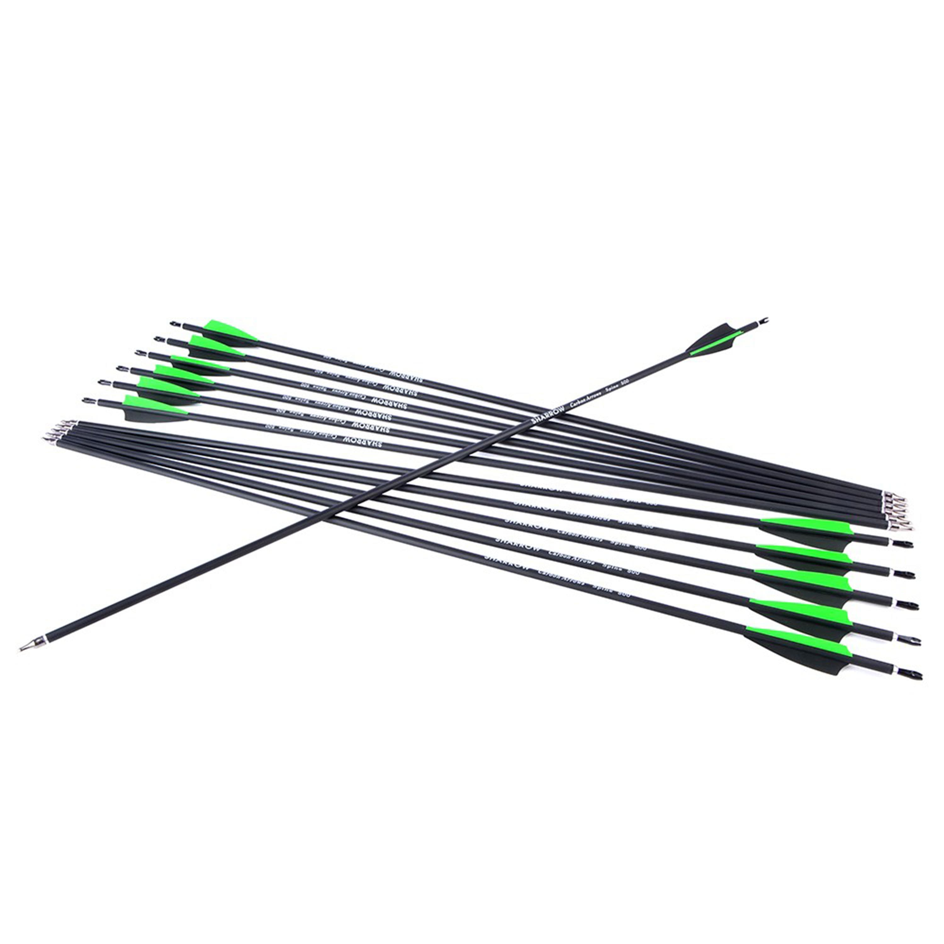 SHARROW Archery Carbon Arrows SP500 Hunting Arrows 30" Target 12X