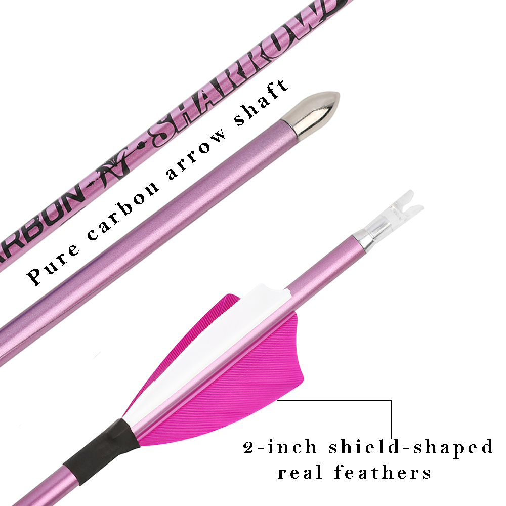 12 pcs 31" Pure Carbon Arrows SP400-1000 for Hunting & Target